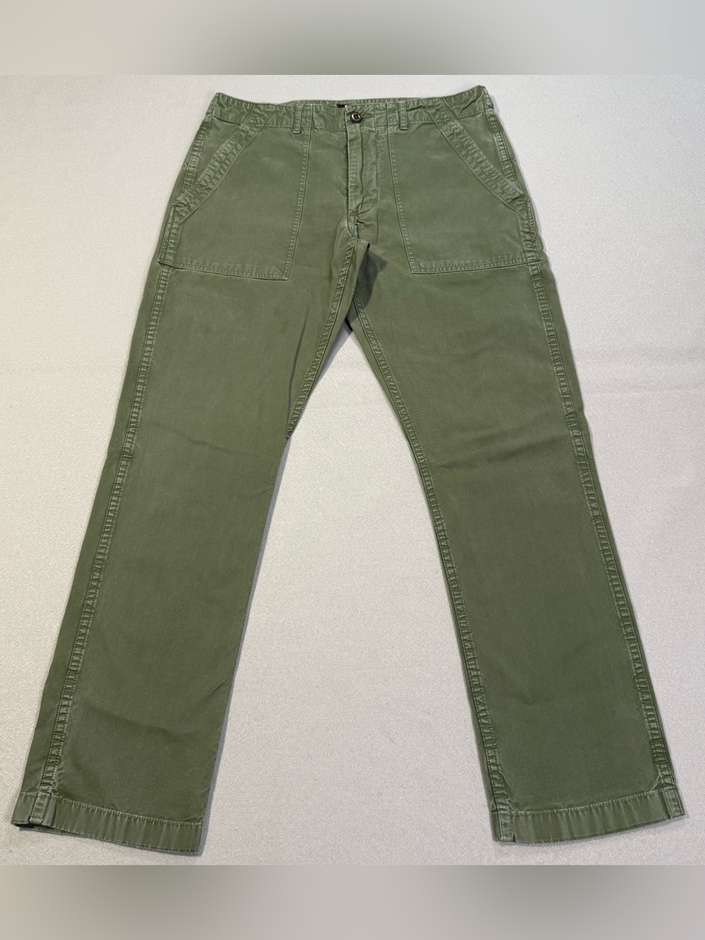 J.Crew Mens 31x30 Olive Green Utility Carpenter Pants 100% Cotton Straight Leg